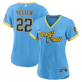 womens nike christian yelich powder blue milwaukee brewers 